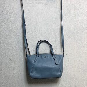 Coach Dusty Blue Pebbled Leather Convertible Satchel